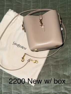 Saint Laurent Small Bucket Crossbody Bag in Taupe